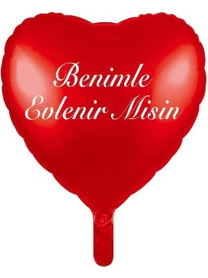 Party Express 18" Folyo Kalp Balon "benimle Evlenirmisin"- Kırmızı