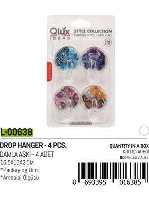 Sepetopia -4 Parça  Damla Küçük Yapışkan Askı (5534)