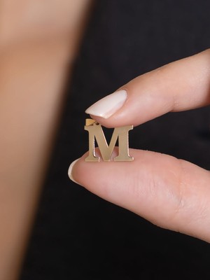 Bayar Gold 14 Ayar Altın M Harf Sade Kolye Ucu