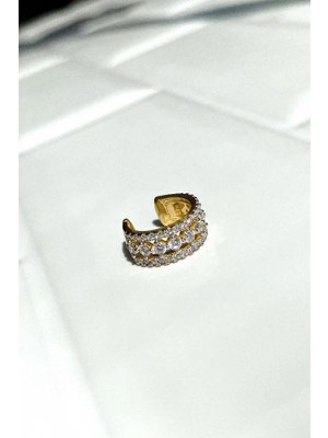 Spossy Silver Jewelry Taşlı Crown Kıkırdak Küpe