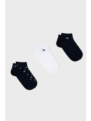 Emporio Armani Pamuklu Logolu 3 Pack Çorap Erkek Çorap EM000550 AF20653 MB434