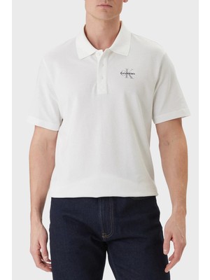 Calvin Klein Pamuklu Regular Fit Logolu Düğmeli Polo LV04RF209GYAF Erkek Polo LV04RF209G Yaf