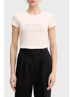 Armani Exchange Pamuklu Regular Fit Logolu Bisiklet Yaka T Shirt Bayan T Shirt XW001837 AF16294 U4104