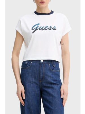 Guess Jersey Logolu % 100 Pamuk Regular Fit Bisiklet Yaka T Shirt W6GI31K3224 Bayan T Shirt W6GI31 K3224 G011