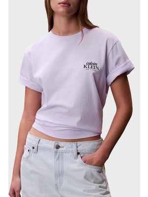 Calvin Klein Pamuklu Relaxed Fit Logolu Bisiklet Yaka T Shirt LV047F801G3OQ Bayan T Shirt LV047F801G 3oq