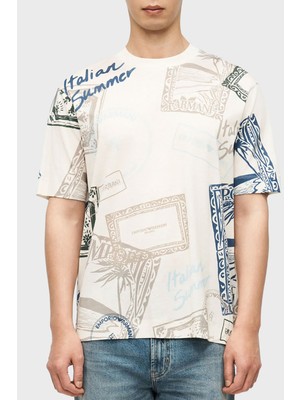 Emporio Armani Pamuk Karışımlı Regular Fit Baskılı Bisiklet Yaka T Shirt Erkek T Shirt EM005274 AF24857 M0359