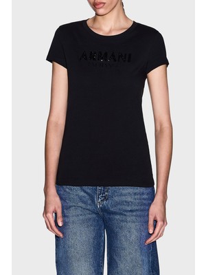 Armani Exchange Pamuklu Regular Fit Logolu Bisiklet Yaka T Shirt Bayan T Shirt XW002106 AF10356 UC001