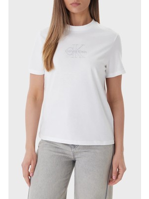 Calvin Klein Pamuklu Regular Fit Logolu Bisiklet Yaka T Shirt LV047F831GYAF Bayan T Shirt LV047F831G Yaf