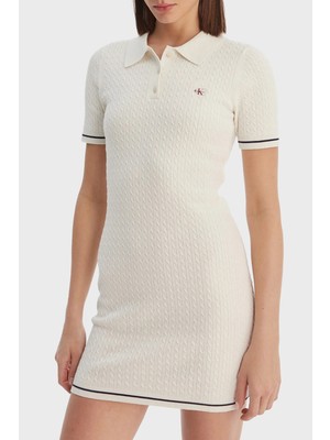 Calvin Klein Pamuklu Slim Fit Polo Yaka Mini Elbise LV047F323GYAS Bayan Elbise LV047F323G Yas