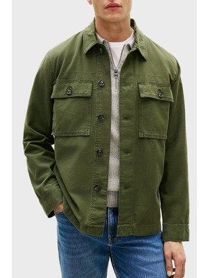 Tommy Hilfiger Logolu % 100 Pamuk Regular Fit Gömlek Ceket Erkek Gömlek Ceket MW0MW41873 M1Q