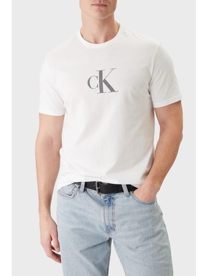 Calvin Klein Pamuklu Regular Fit Logolu Bisiklet Yaka T Shirt LV04RF853GYAF Erkek T Shirt LV04RF853G Yaf