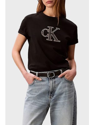 Calvin Klein Pamuklu Regular Fit Logolu Bisiklet Yaka T Shirt LV047F829GUB1 Bayan T Shirt LV047F829G Ub1