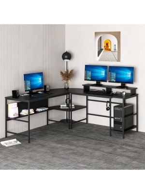 Minar Greta L Köşe Çalışma Masası Mat Siyah Suntalam Modern Tasarım Dayanıklı Yapı