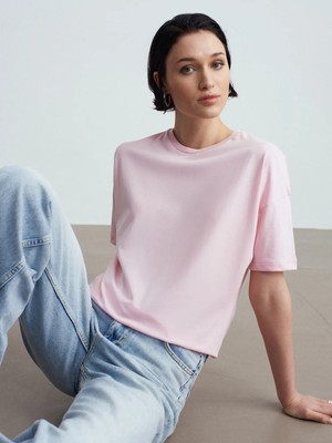 Dilvin 3683 Basic T-Shirt-Toz Pembe