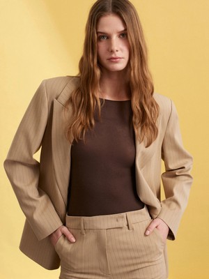 Dilvin 60786 Blazer Ceket-Camel