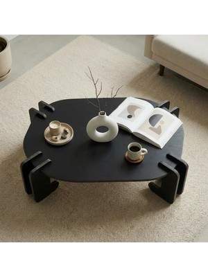 Praktura Cell Doğal Ahşap Siyah Orta Sehpa Doğal Siyah Ahşap