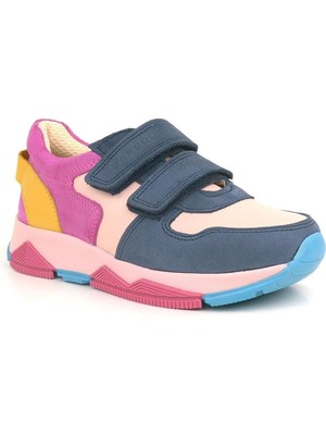 Ortopedikal 3880 Rakerplus Hakiki Deri Lacivert Pembe Çocuk Sneakers Spor Ayakkabı Cırtlı