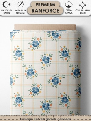 FabricsTown %100 Pamuk Ranforce Kumaş 100X240 cm 120 G/m² Dijital Baskı Premium Patchwork ve Dikiş
