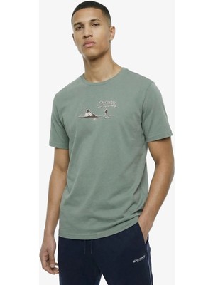 Discovery Expedition D6SM-TST3762 Nil Yeşili Bisiklet Yaka Relaxed Baskılı Erkek T-Shirt