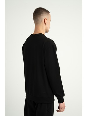 Airlife Foursquare Erkek Sıfır Yakalı Sweatshirt Siyah