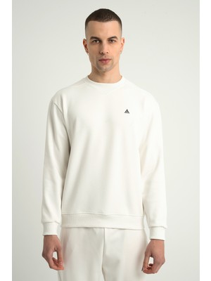 Airlife Plenty Jr Pro Sıfır Yakalı Erkek Hafif Yünlü Sweatshirt Beyaz