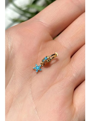 Spossy Silver Jewelry Yıldız Halka Piercing Küpe