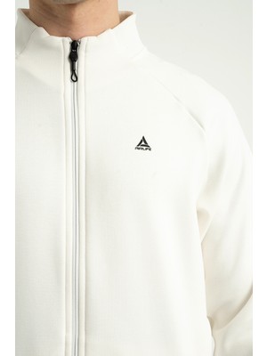 Airlife Plenty Jr Pro Tam Boy Fermuarlı Hafif Yünlü Erkek Dik Yakalı Ceket Beyaz