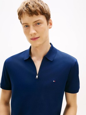 Tommy Hilfiger MW0MW42758DCC Interlock Zip Reg Erkek Polo Tişört