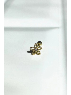 Spossy Silver Jewelry Çiçek/papatya Piercing Küpe
