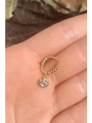 Spossy Silver Jewelry Opal Taşlı Göz Piercing Küpe