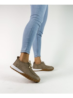 Gdt Ayakkabı Bej Renk Süet Bağcıklı 36-37-38-39-40 Numara Kadın Sneaker