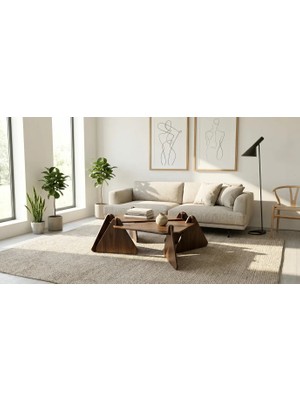 Praktura Stylish Doğal Ahşap Orta Sehpa, Ceviz Orta Sehpa 60 x 80