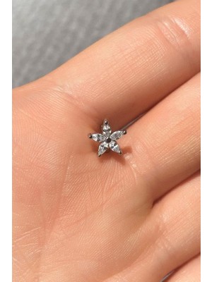 Spossy Silver Jewelry Papatya Halka Piercing Küpe