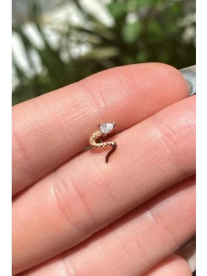 Spossy Silver Jewelry Yılan Piercing Küpe