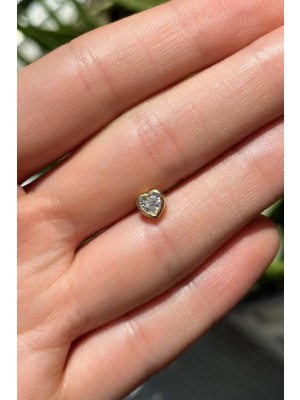 Spossy Silver Jewelry Kalp Piercing Küpe