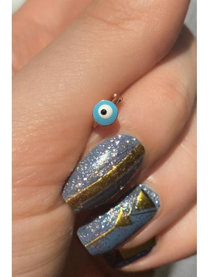 Spossy Silver Jewelry Küçük Boy Mineli Nazar  Göz Halka Piercing Küpe