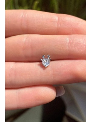 Spossy Silver Jewelry Geyik Piercing Küpe