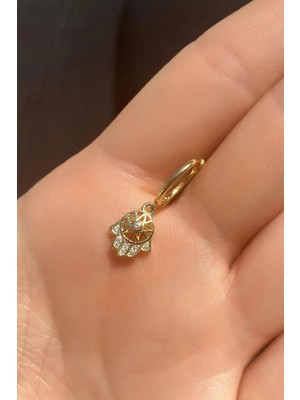 Spossy Silver Jewelry Fatma Ana Eli Halka Piercing Küpe