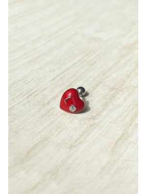 Spossy Silver Jewelry Love Kalp Piercing Küpe
