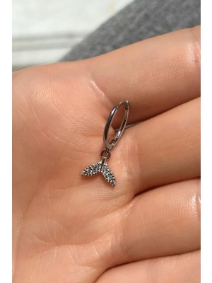 Spossy Silver Jewelry Balık Kuyruğu Halka Piercing Küpe