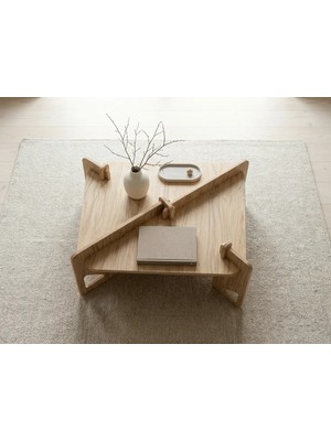 Praktura Craft Doğal Ahşap Orta Sehpa, 60 x 80 Doğal Ahşap Orta Sehpa Kontrplak