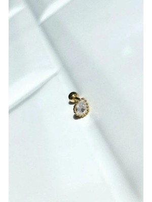 Spossy Silver Jewelry Damla Piercing Küpe