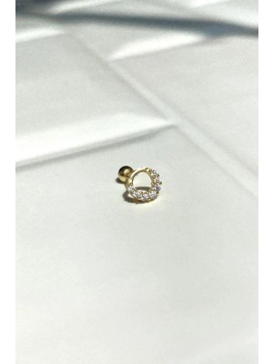 Spossy Silver Jewelry Yuvarlak Piercing Küpe