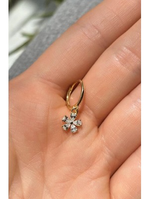 Spossy Silver Jewelry Papatya Halka Piercing Küpe