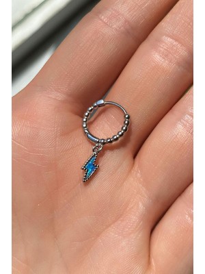 Spossy Silver Jewelry Tekli, Şimşek Opal Taşlı Piercing Küpe