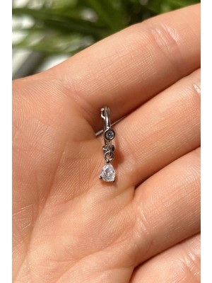 Spossy Silver Jewelry Damla Halka Piercing Küpe