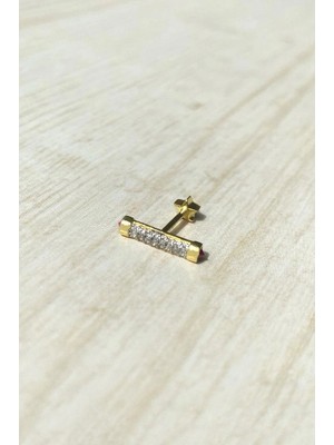 Spossy Silver Jewelry Çizgi Piercing Küpe