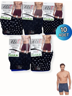 Tutku Elit 1102 Elit Erkek Havlu Bel Desenli Boxer 10LU Siyah