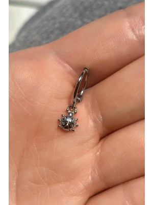 Spossy Silver Jewelry Uğur Böceği Halka Piercing Küpe