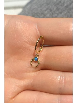 Spossy Silver Jewelry Opal Taşlı Ay Halka Küpe